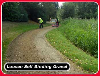 power rake for loosening self binding gravel